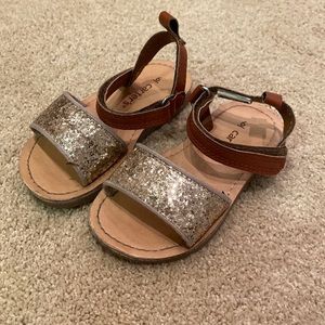 Toddler Girls metallic gold and brown sandals, size 6